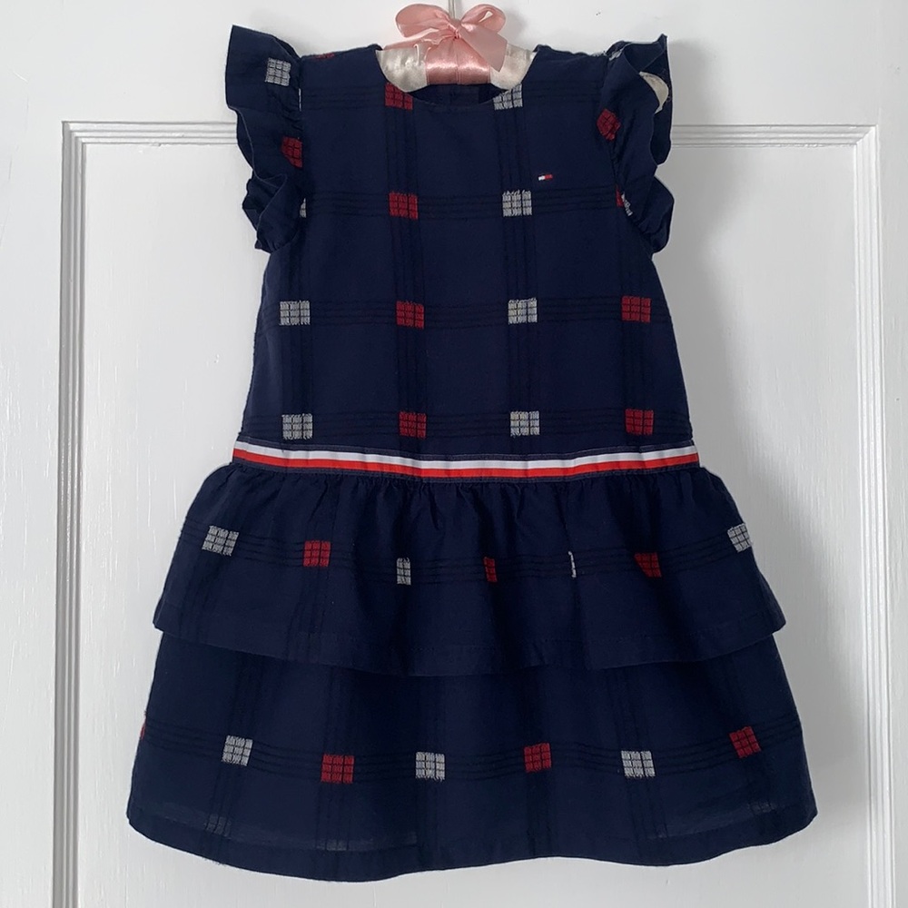 Tommy Hilfiger Navy Ruffle Sleeve Dress EUC 18M